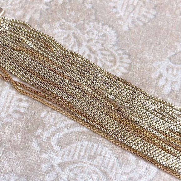 Brand New Open Edit Gold Tone Multi-Strand Chain Toggle Bracelet Statement Cuff - Picture 5 of 14